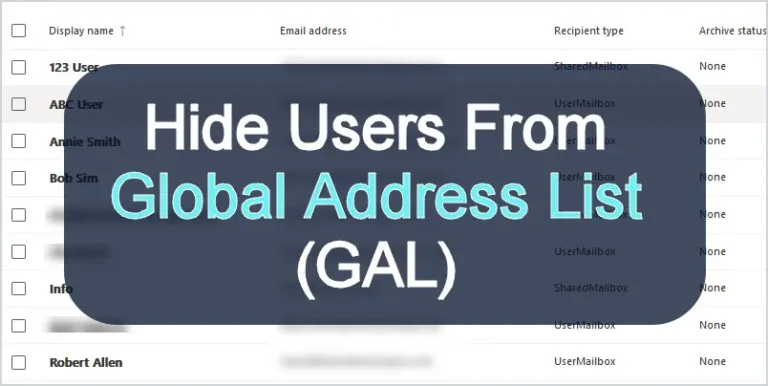 how to hide users from the global address list (GAL)