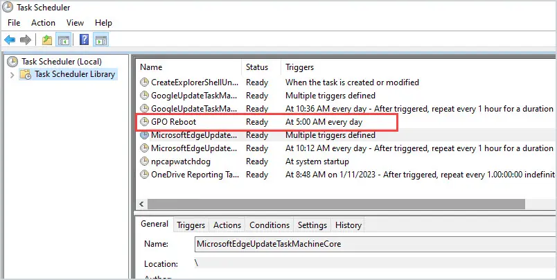 how to create a scheduled reboot on windows