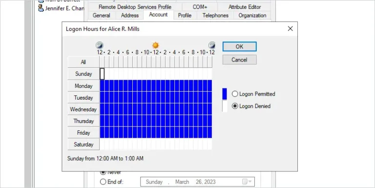 Active Directory logon hours report for all users