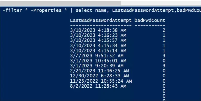 How to get bad password attempts in active directory
