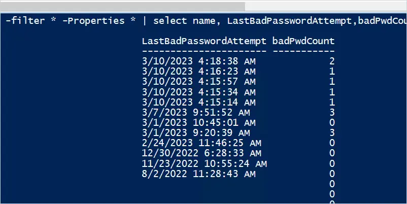 How to get bad password attempts in active directory