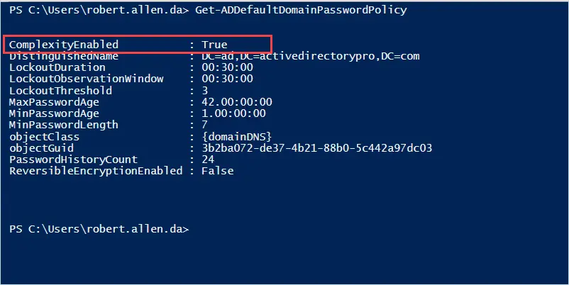 check password complexity requirements powershell