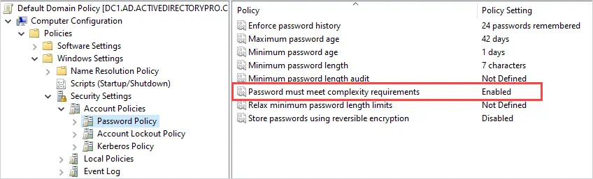 How to check Active Directory password policy