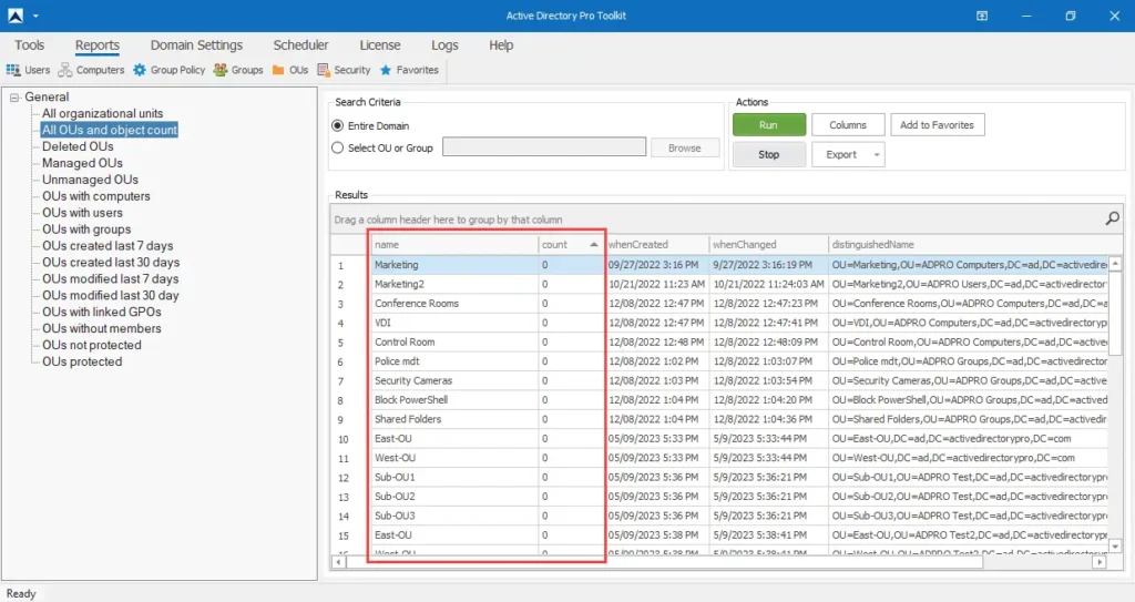 cleanup active directory groups and OUS