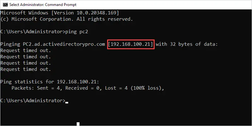 using ping command to find the ip address