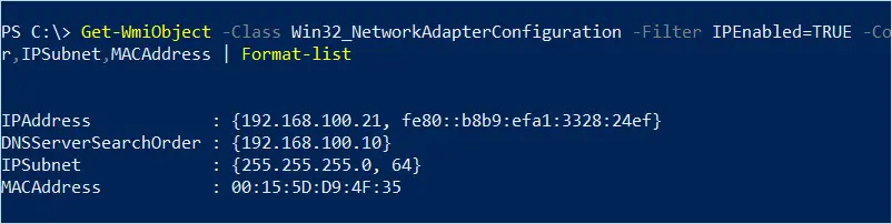 display additional network adapter details