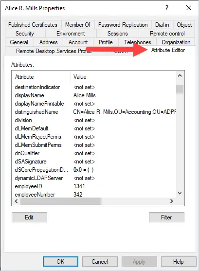 active directory attribute editor