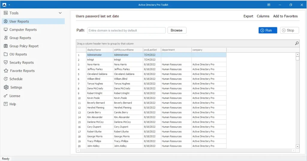 audit password in active directory