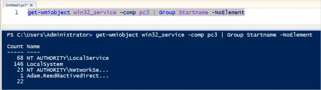 powershell find service accounts