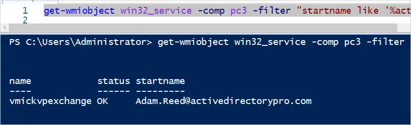 powershell find specific service account