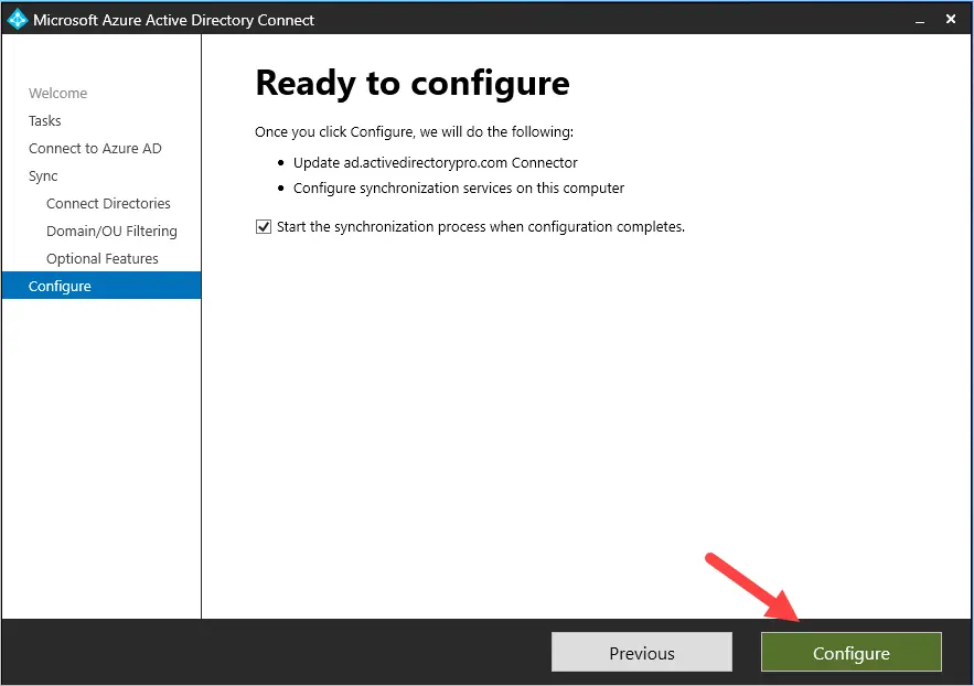 ready to configure page