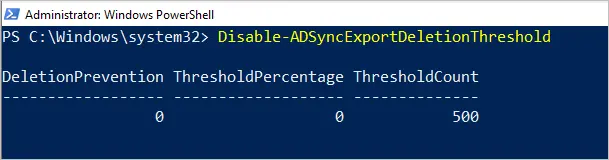 powershell command to disable delete threshold
