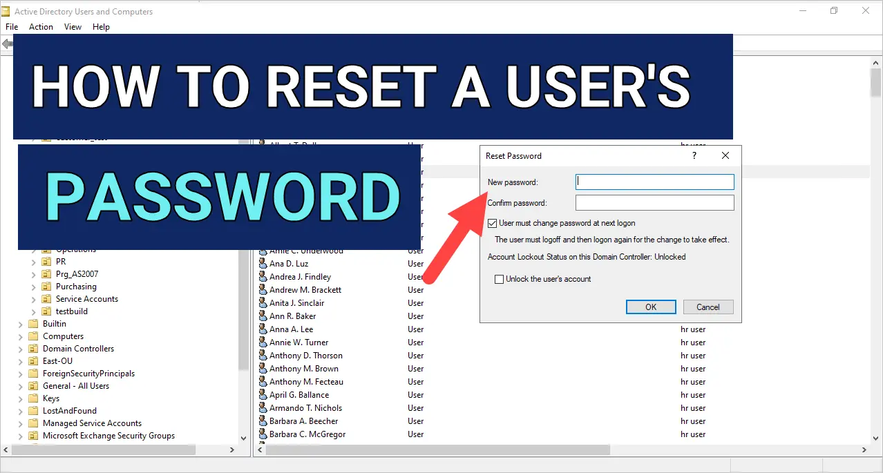 how to reset a users password in active directory