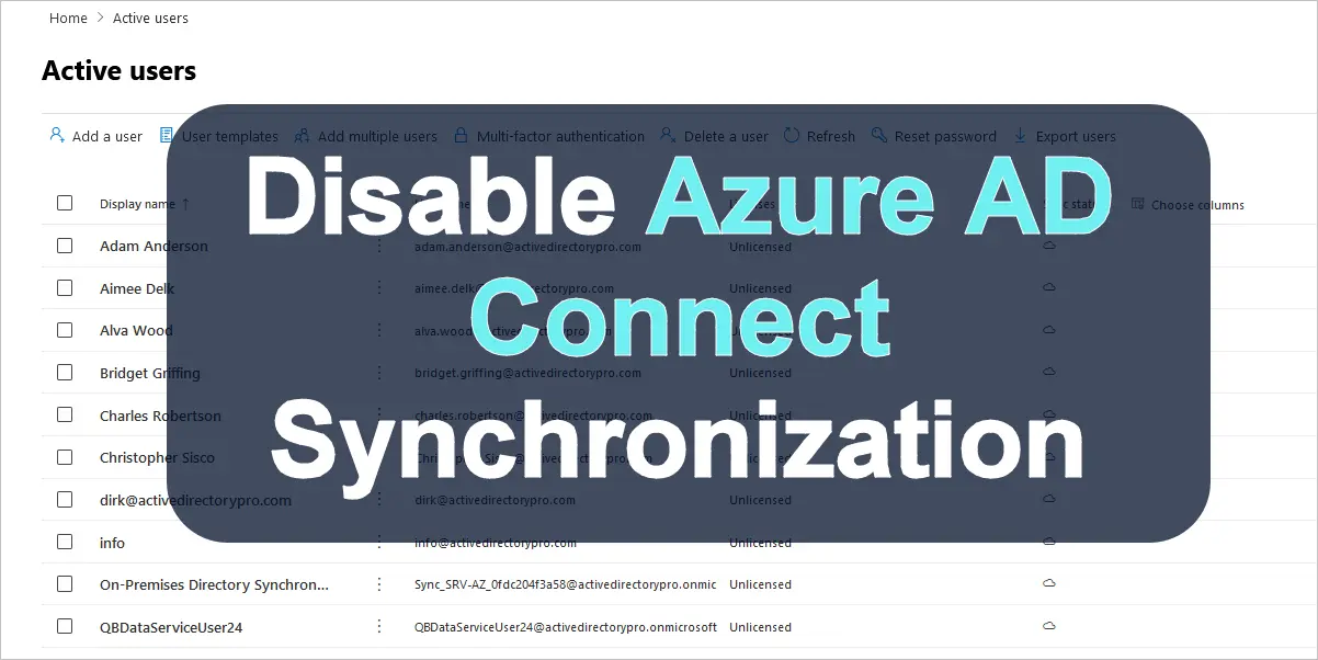How to disable azure ad synchronization