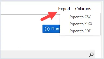 select the export button