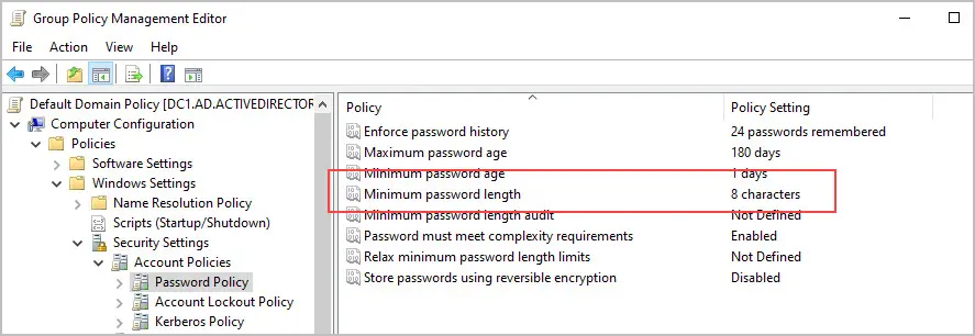 domain password policy