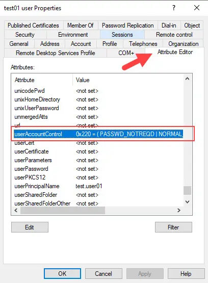 useraccountcontrol password not required