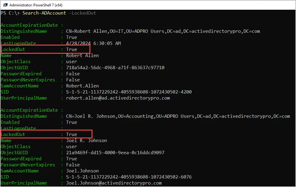 powershell check for all locked users