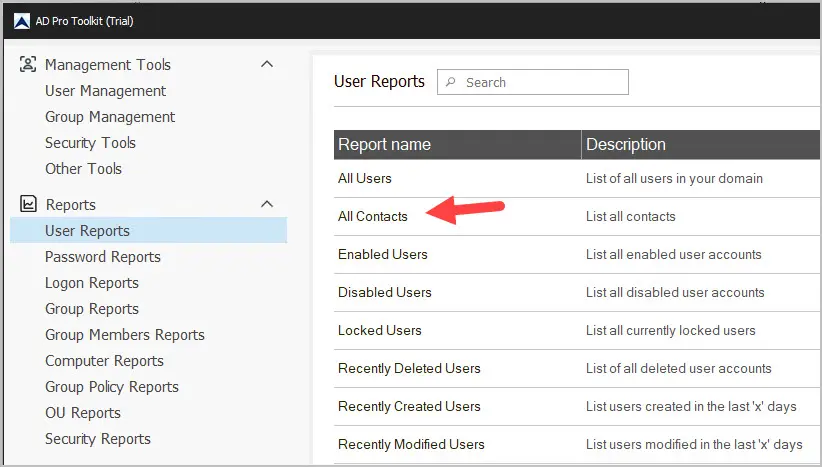 contact report with toolkit