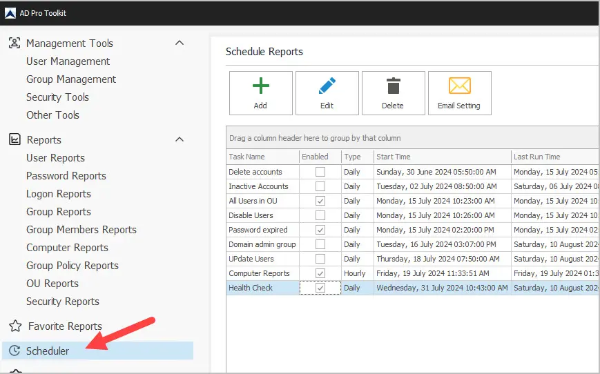 schedule automatic reports