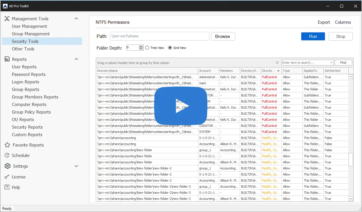 NTFS Permissions Reporter