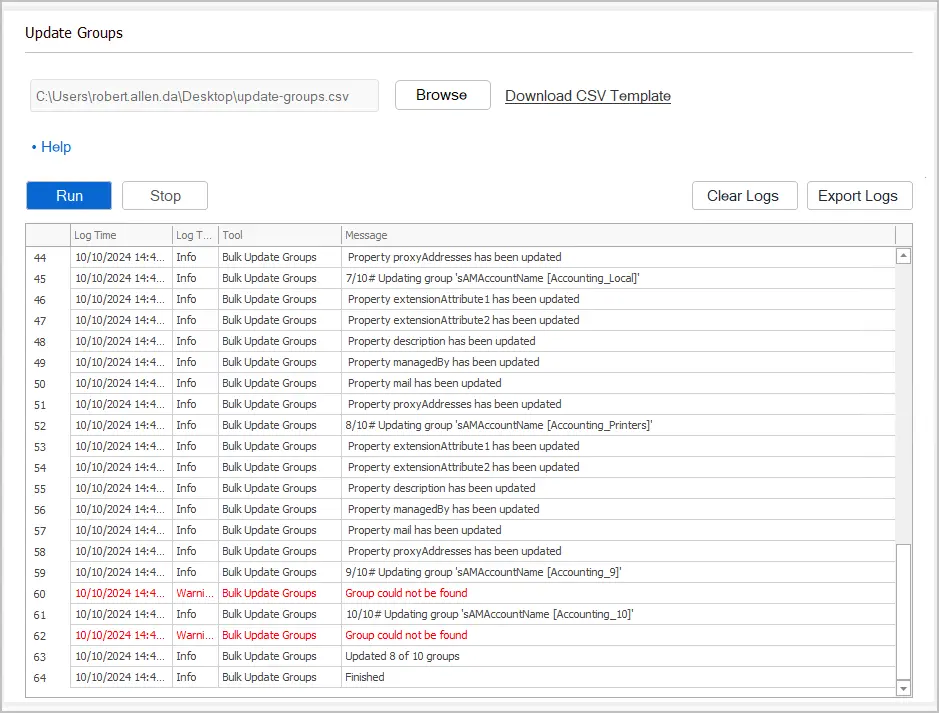 update group tool