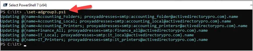 script for group proxyaddresses