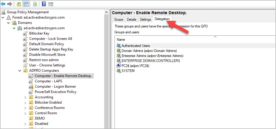 group policy delegation