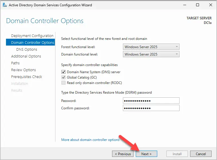 domain controller options