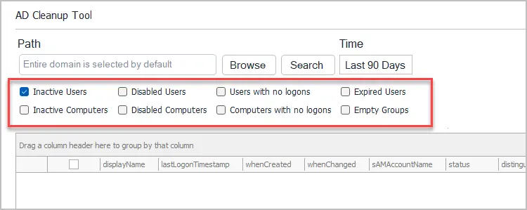 ad-cleanup-guide-2 cleanup search options